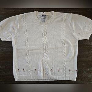 Vintage Cottagecore Northern Reflections Cream Knit Sweater 100% Cotton